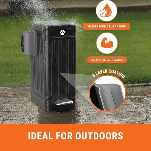 Pupzle Dog Poop Trash Can Outside, 3.2 Gal Metal Dog Waste Trash Can with Lid Outdoor, Waste Container with Pedal Garbage Poop Bin, Poo Bucket Outdoor with Lid for Backyard Odor Control - Image 3