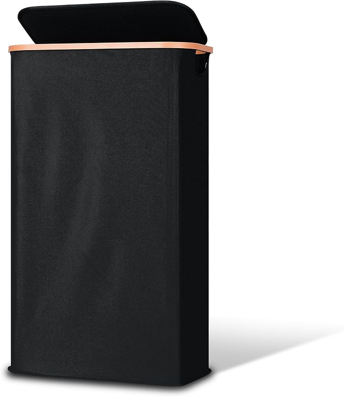 Vincona Slim Laundry Basket with Lid, Narrow Dirty Clothes Hampers for Laundry with Handle, Skinny Laundry Bin for Laundry Room, Dorm, Bedroom and Bathroom, 15.9 Gallon (60L) Black by Vincona