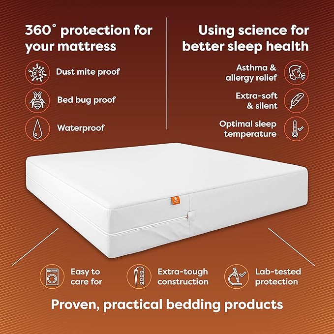 HOSPITOLOGY PRODUCTS Mattress Encasement - Zippered Bed Bug Dust Mite Proof Hypoallergenic - Sleep Defense System - Full/Double - Waterproof - Stretchable - Standard 12" Depth - 54" W x 75" L