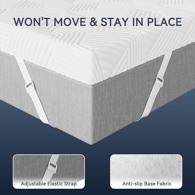ELEMUSE 4 Inch Gel Memory Foam Mattress Topper King Size Pressure-Relieving Mattress Topper for Back Pain,Non-Slip Design with Removable & Washable Cover, CertiPUR-US