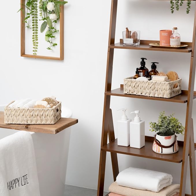 GRANNY SAYS Wicker Baskets for Organizing, Storage Basket for Shelves, Shelf Baskets with Handles, Waterproof Woven Basket for Living Room, Rectangular Baskets for Entryway, 2-Pack - Image 2