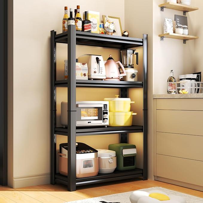 Storage Shelves, Garage Metal Shelving Unit, Adjustable, Double-Layer Column with Reinforced Ribs, Heavy-Duty, Capable of Bearing 2400 lbs, Suitable for Garage, Warehouse, Kitchen Storage - Image 2