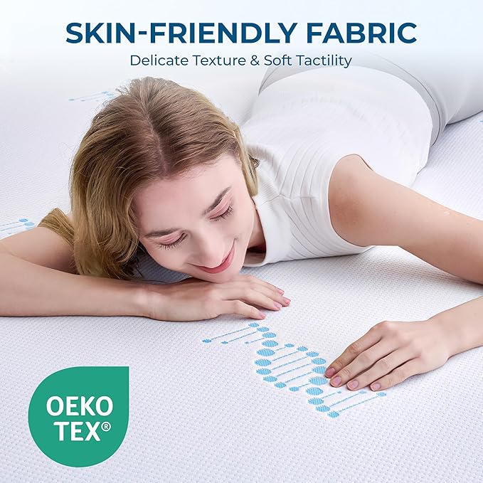 BDEUS 3 Inch Memory Foam Mattress Topper Twin XL Size for College Dorm Room, Soft Mattress Pad for Skin-Hydrating & Back Pain Relief, CertiPUR-US Certified