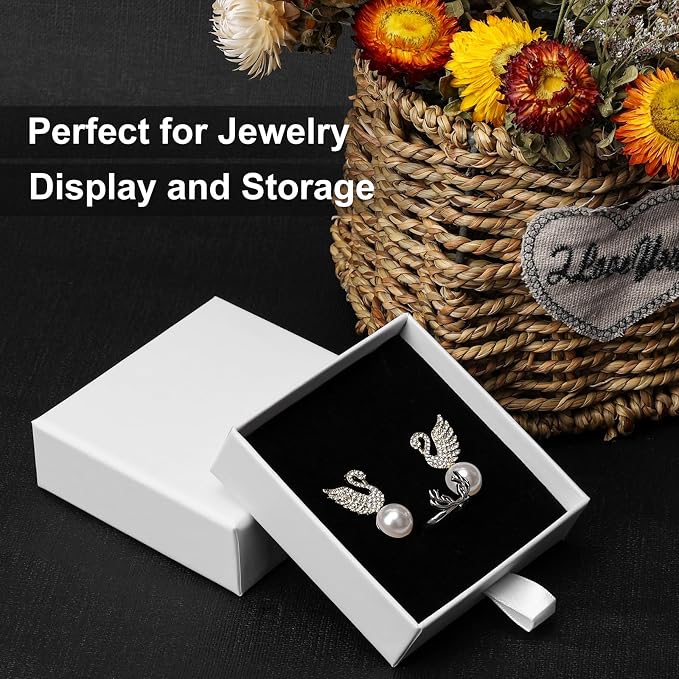 Cardboard Jewelry Boxes, 5 Pack 3.5×3.5x1Inch Jewelry Gift Boxes, Bulk Cotton Filled Small Jewelry Boxes with Lids for Necklace Ring Earring Display Box (White) - Image 7
