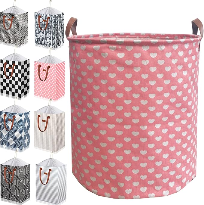 Waterproof Laundry Hamper Collapsible Laundry Basket Leather Handle Laundry Bag Large Clothes Storage Toy Organization for Bathroom Bedroom Laundryroom College Dorms (Laundry Basket-002) by %E2%80%8ETeLUVHome