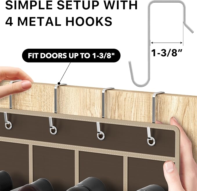 Simple Houseware 24 Pockets - Crystal Clear Over The Door Hanging Shoe Organizer, Brown (64'' x 19'') - Image 4