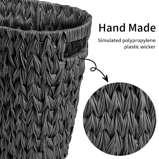 GRANNY SAYS Wicker Waste Basket, Waterproof Bathroom Trash Can, Decorative Boho Waste Baskets with Handles, Waste Basket for Bedroom, Office, 19 Liters/5 Gallons - Image 4