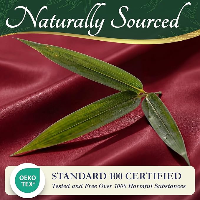 DECOLURE 100% Viscose Derived from Bamboo Sheets Queen Size - Luxury 6 Pc Naturally Cooling Sheets, Ultra Soft Bed Set - Deep 17" Pockets, Durable Double Stitching, Oeko Tex Standard (Burgundy)