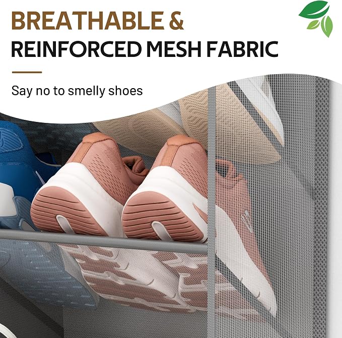 MISSLO 30 Pairs Over the Door Shoe Organizer Breathable Mesh Hanging Shoe Rack for Closet Storage with Wide Deep Pockets 10 Tier Shoes Holder Fit All the Family's Sneakers, Boots, Heels (Grey, 71") - Image 4