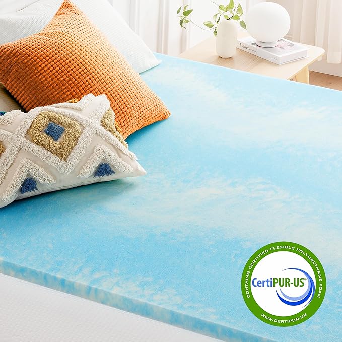 Best Price Mattress 1.5 Inch Swirl Gel AeroBreeze Cooling Air Flow Memory Foam Mattress Topper, Dorm Essentials, King