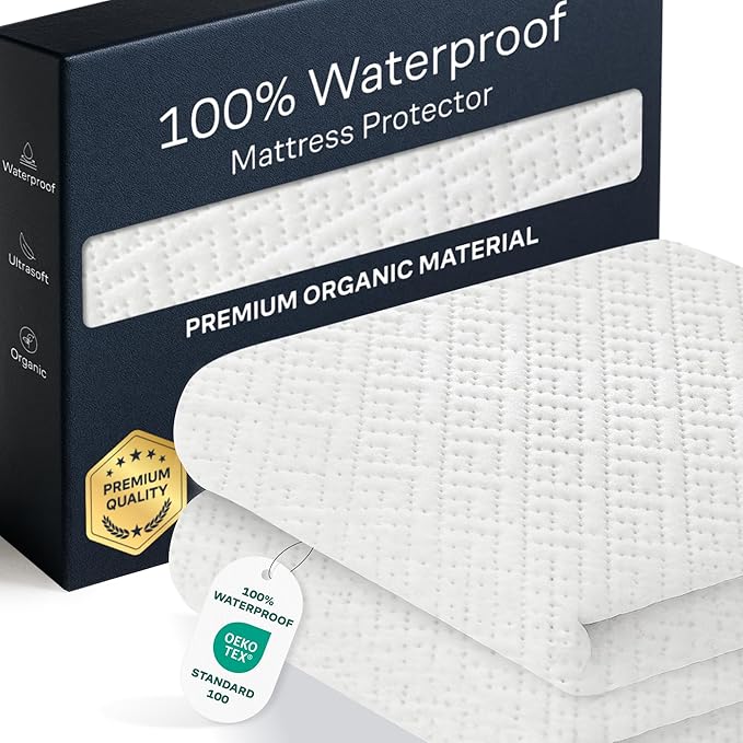 100% Waterproof Full Size Mattress Protector - 360 Pad Protection Against Spills, Stains & Accidents for Parents & Pet Owners - Noiseless & Cooling Viscose Made from Bamboo (White)