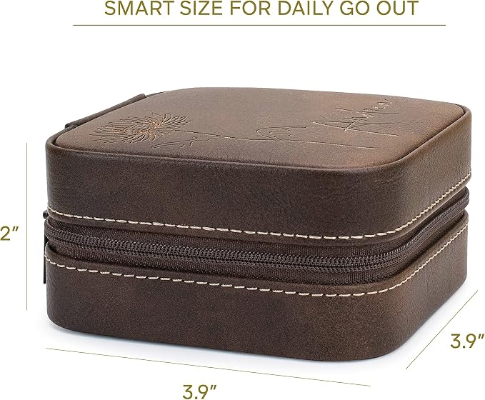 Custom Leather Jewelry Box w/Name & Birth Flower Month - Birthday Gifts for Women, Personalized Jewelry Travel Case - Customized Jewelry Organizer Box, Mom Birthday Gifts - Emerald - Image 8