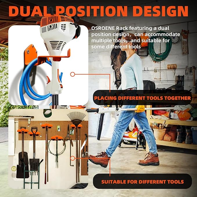 Weedeater Hanger, 1 Pack Weed Eater Hanger for Wall, Heavy Duty Weed Wacker Hooks for Garage, Garage Organization Storage Shed Organizer Mounted Trimmer Rack - Image 5