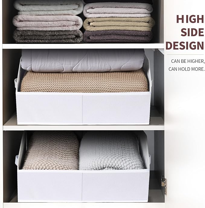 Homsorout Closet Baskets for Shelves Trapezoid - Decorative Storage Baskets with Handle, Closet Bins for Organization, Shelf Storage Bins for Clothes, Books, Home, Office, 10 Pack, White - Image 4