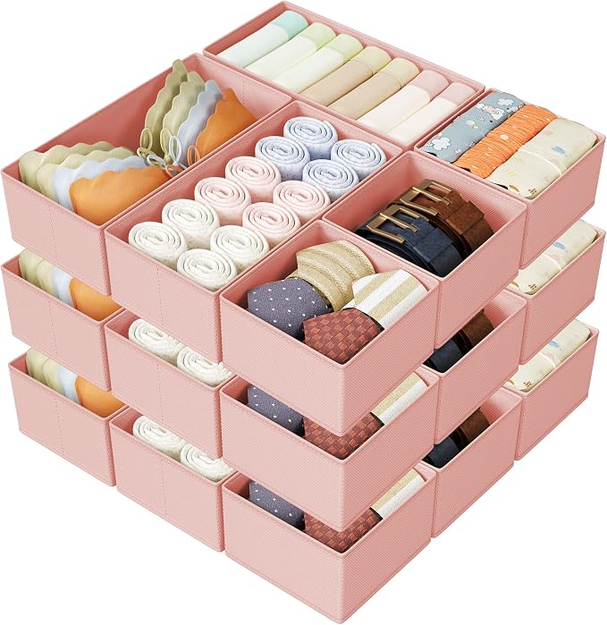 DIMJ Drawer Organizer Clothes Storage - 18 Pack Baby Dresser Organizer for Nursery, Foldable Drawer Dividers for Bedroom Closet Organization, Fabric Storage Bins for Socks, Underwears, Bras by DiMJ