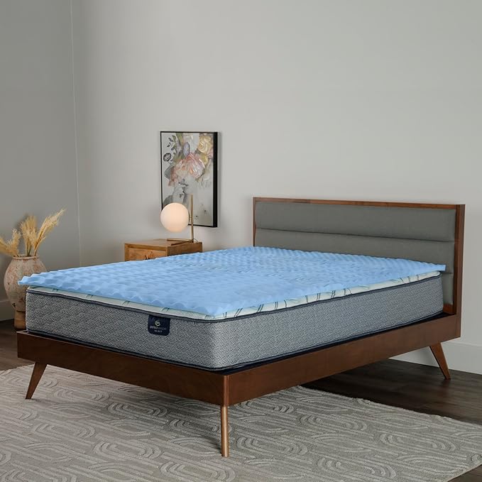 Serta Comfort Zone Cooling Memory Foam Mattress Topper, 1.5 Inch, Queen