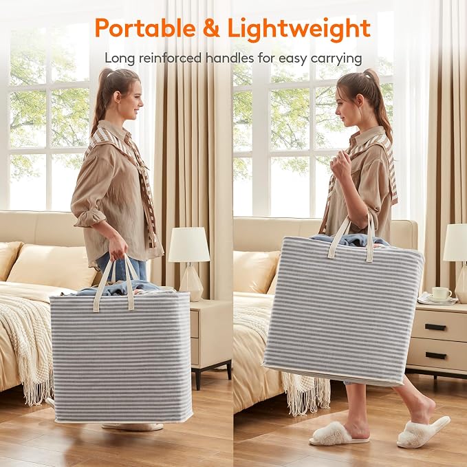 Lifewit 3 Pack Laundry Basket 90L Each, Collapsible Clothes Hamper with Reinforced Handles, Freestanding Waterproof Design for Bedroom and Laundry Room, Grey 270L Total - Image 5