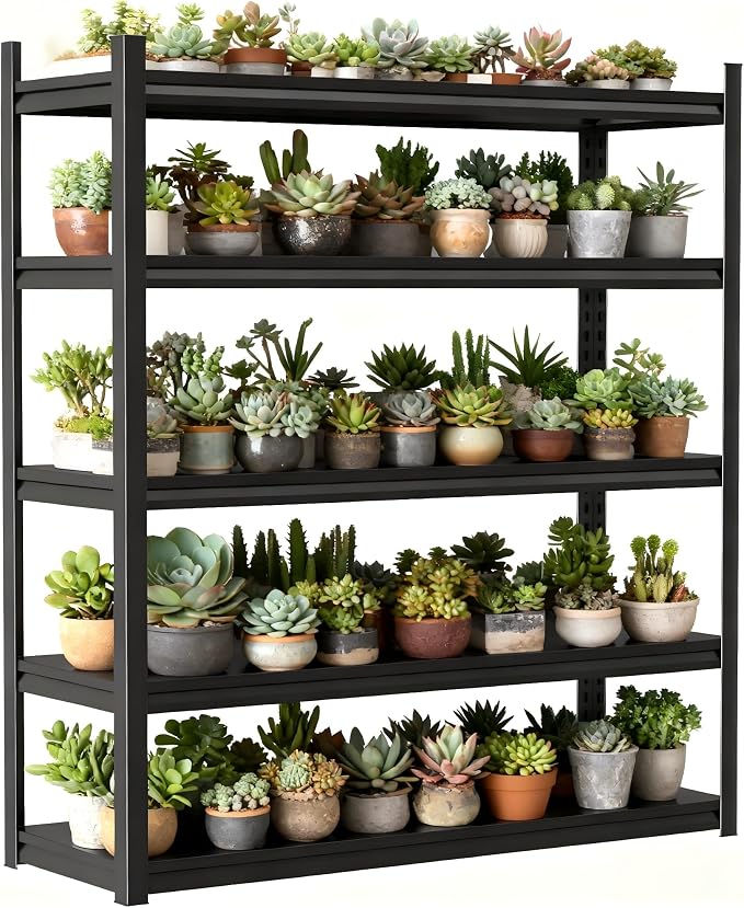 Garage Shelves,14-48''W Heavy-Duty Storage Shelves, Double-Layer Uprights, Thickened Shelves, Waterproof &Rustproof, Suitable for Indoor & Outdoor Use. (Black, 5TIER 40W*18D*78H, 5-Tier) by Beaunatixx