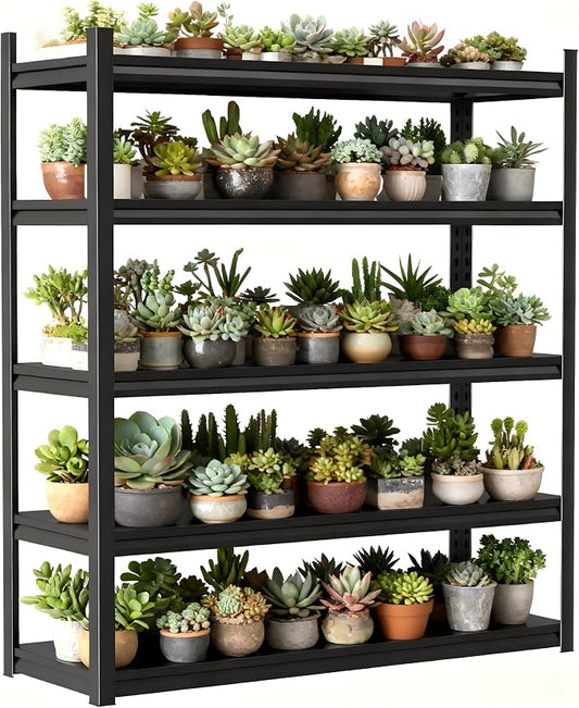 Garage Shelves,14-48''W Heavy-Duty Storage Shelves, Double-Layer Uprights, Thickened Shelves, Waterproof &Rustproof, Suitable for Indoor & Outdoor Use. (Black, 5TIER 40W*18D*78H, 5-Tier) by Beaunatixx