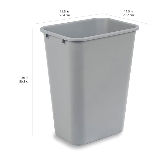 Amazon Basics Lightweight Rectangular Commercial Office Wastebasket, 10 Gallons, Grey - Image 6