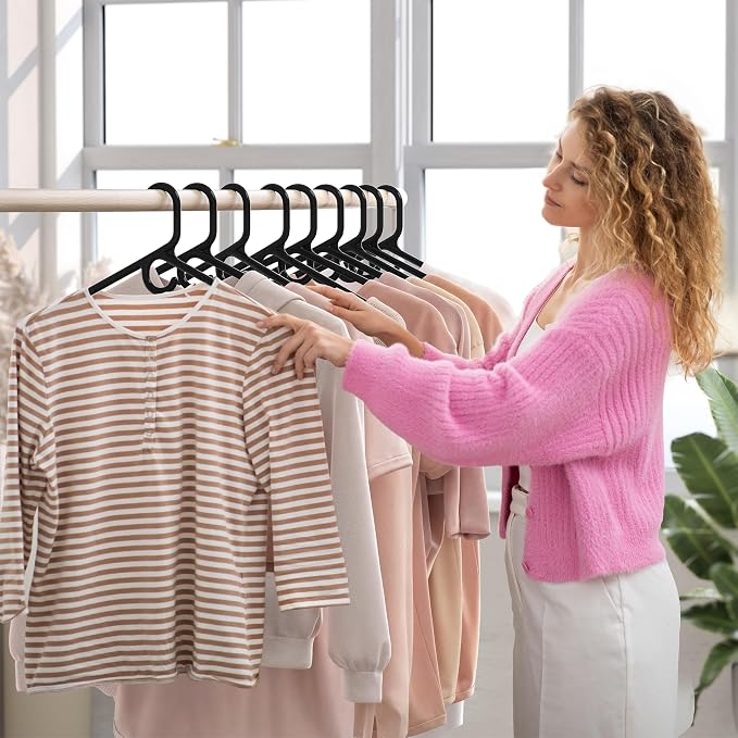 NEATERIZE Thick Heavy Duty Hangers - Black Plastic Clothes Hangers 38 Pack - Great for Coat Hanger, Jackets Jeans & Suit Hanger for Closet - New Apartment Essentials Percheros Ganchos para Colgar Ropa - Image 6