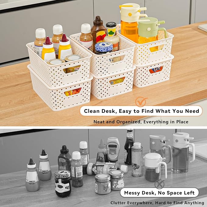 10 Pack Small Plastic Storage Bins with Lids, Stackable Plastic Storage Baskets for Organizing with Handles, Organizer Bins with Labels for Room, Craft, Containers for Pantry Organizers and Storage - Image 4