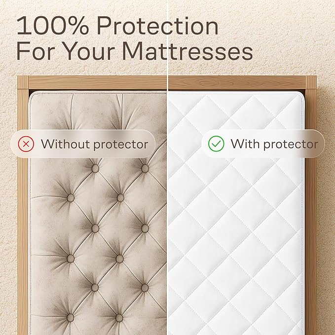 Niagara Cotton Mattress Pad King 78x80 - Non Noisy Cooling Breathable Ultra Plush Absorbent Protector Extra Deep Fits 20 Inches Deep Mattress