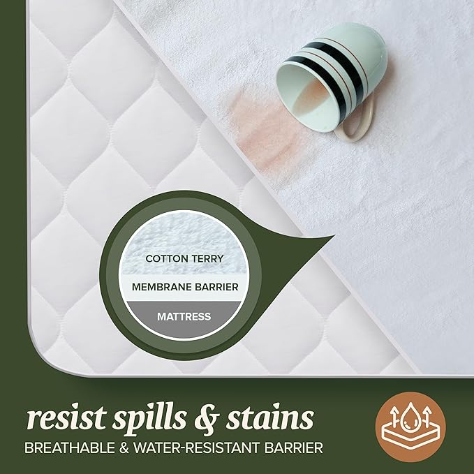 Beckham Hotel Collection Mattress Protector — Hotel-Grade Cotton Blend, Silent Waterproof Protection, Low-Profile Design That Preserves Mattress Feel, California King