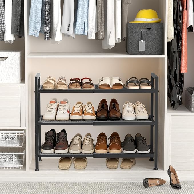 3 Tier Shoe Rack, Expandable Shoe Rack for Closet, Adjustable Shoe Organizer for Entryway, Shoe Storage Organizer for Door Entrance, Garage, Bedroom - Image 2