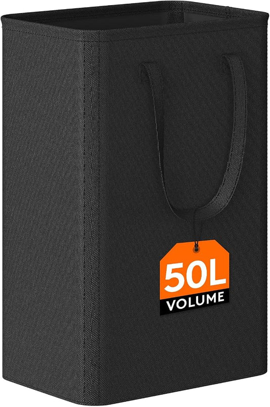 Lifewit 50L Slim Laundry Hamper, Narrow Laundry Basket with Easy Carry Handles, Small Tall Collapsible Dirty Clothes Bin in Bathroom, Bedroom, Dorm, College, Black by Lifewit