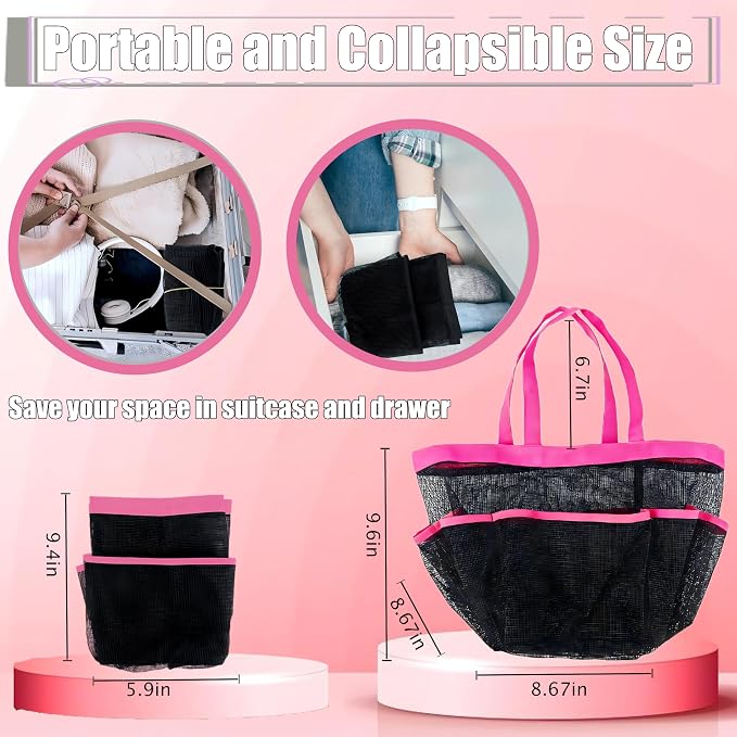 Attmu Mesh Shower Caddy Portable, Quick Dry Hanging Shower Tote Bag for College Dorm Room Essentials, Large Capacity Shower Caddy Dorm for Bathroom Gym Swimming - Image 4
