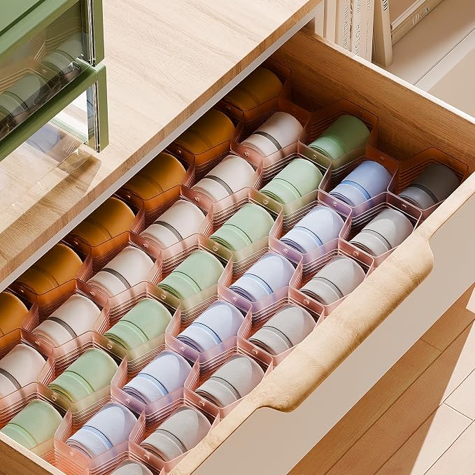 Honeycomb Separator Adjustable Drawer Organizer Divider for Underwear Belt-Scarf Socks Organizer (Pink(2pcs)) - Image 3