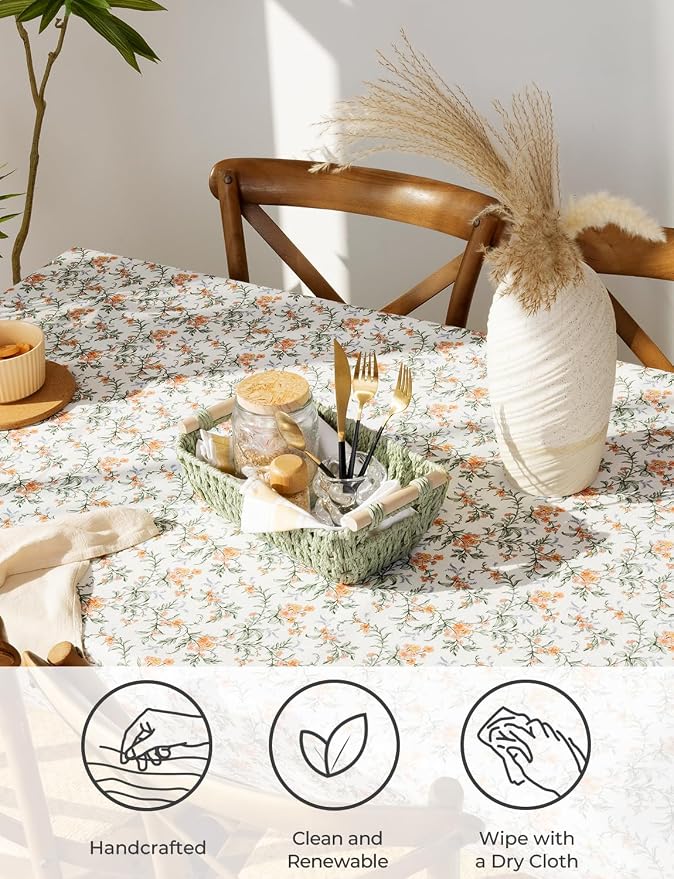 StorageWorks Round Paper Rope Woven Basket with Wooden Handles for Gifts, Small Woven Baskets for Shelf, Bosana Green, 2-Pack - Image 4