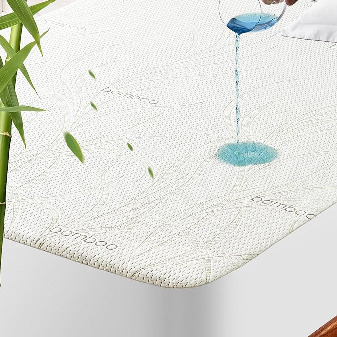Full Waterproof Mattress Protector - Blancmax Bamboo Rayon Breathable Mattress Protector with Deep Stretchable Pockets, Hypoallergenic & Odor Resistant Mattress Cover Cool & Noiseless