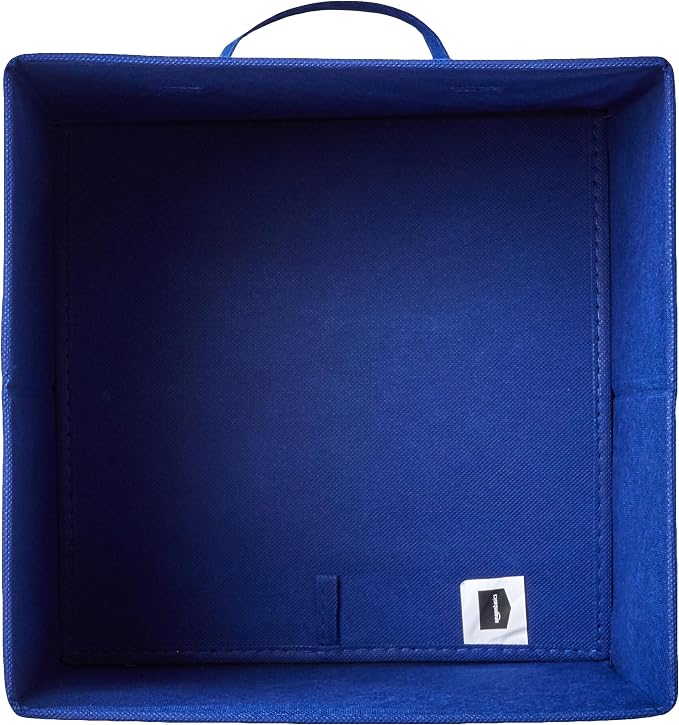 Amazon Basics Collapsible Fabric Storage Bins with Handles, Cube Organizer for Home Organization, 10.5"x10.5"x11", Navy, 6-Pack - Image 3