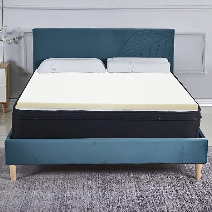 Nutan, 2-Inch High Density Medium Firm Foam Mattress Topper, CertiPUR-US Certified for Superior Comfort and Support, King, Green