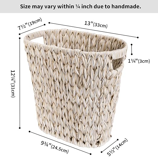 GRANNY SAYS Wicker Trash Can, Waterproof Bathroom Trash Can, Wicker Waste Basket for Bathroom, Decorative Boho Waste Basket for Bedroom, Office, 19 Liters/5 Gallons - Image 6