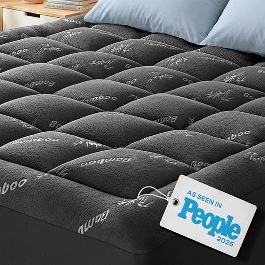 Niagara Ultra Soft California King Size Mattress Topper - Viscose Made from Bamboo Pillow Top Mattress Pad for Back Pain Relief - Naturally Cooling for Hot Sleepers, fits 6-18" Mattress, Dark Gray
