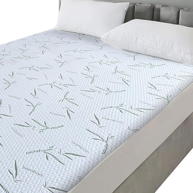 Waterproof Mattress Protector Viscose Derived from Bamboo Blend Ultra Soft Deep Pocket Fits Up to 18 Inches, Full