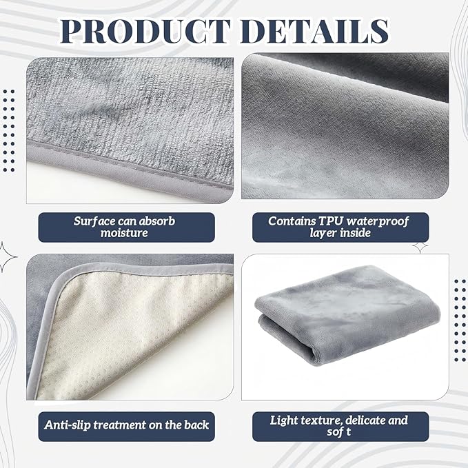 1 Pcs Waterproof Mat Reusable Stainproof Blanket Quiet Easy Use Mattress Protector for Multi Functional Bed Sheet (52 x 82 in,Grey)
