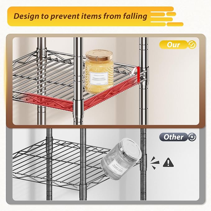 DurayLoly 5 Shelf-Wire Shelving Metal Shelves Storage Rack:Adjustable Storage Shelves Standing Shelf Units and Narrow Shelf for Laundry Bathroom Kitchen Pantry Closet Office 12''Wx12''Dx49''H Chrome - Image 5
