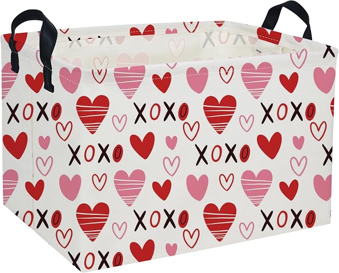 Rectangular Kids Baskets,Heart Basket,Cute Baskets Kids Storage Bin Baby Toy Organizer Box Love Room Decor for Home(XO heart ) by DDBASKET