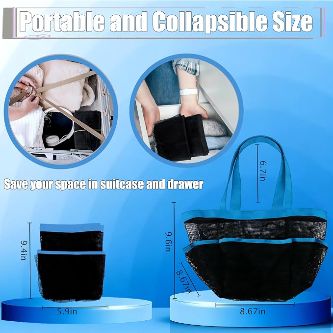 Attmu 2 Pack Mesh Shower Caddy Portable, Quick Dry Hanging Shower Tote Bag for College Dorm Room Essentials, Large Capacity Shower Caddy Dorm for Bathroom Gym Swimming - Image 4