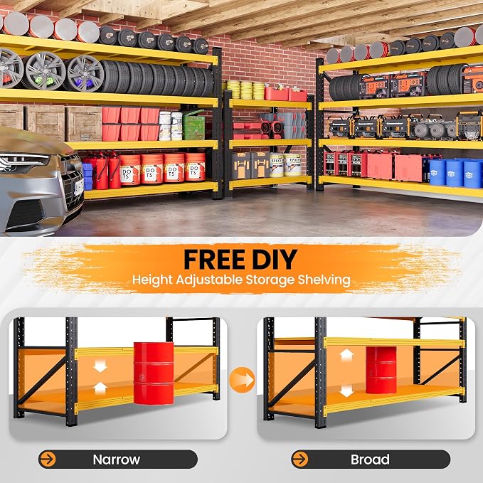 71”W Garage Shelving Units, 5000LBS Storage Shelves Heavy Duty, 24" Deep Metal Shelving Rack, 4 Tier Large Tall Industrial Shelving , Adjustable Standing Shelf for Warehouse / Shop 71"W x 24"D x 70"H - Image 4