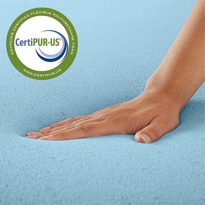 Zayton, 2-Inch Gel Memory Foam Mattress Topper, CertiPUR-US Certified for Superior Comfort and Support, Queen, Blue