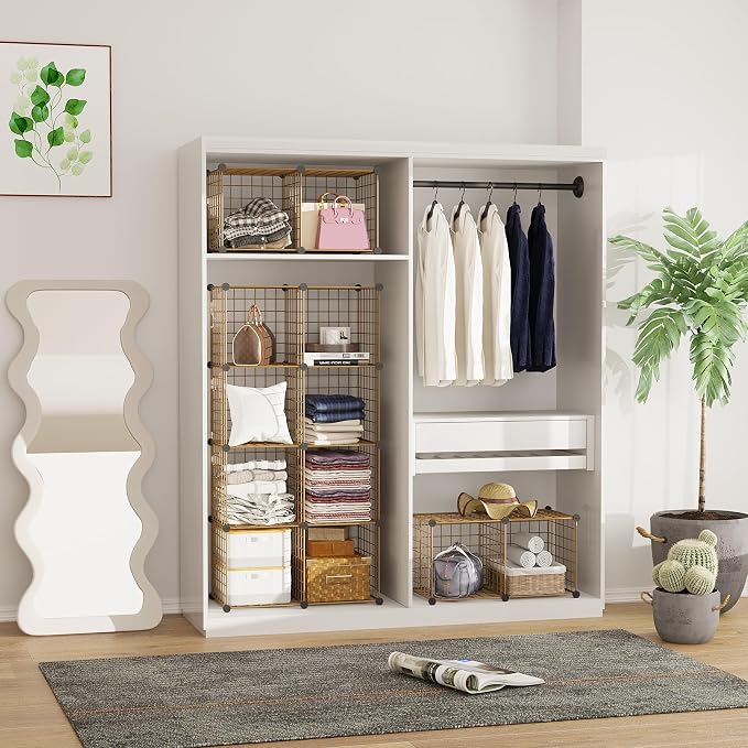 C&AHOME Wire Cube Storage, 12 - Cube Organizer Metal C Grids, Modular Shelves Units, Closet Organizer, Ideal for Home, Office, Living Room, 36.6”L x 12.4”W 48.4”H, Brown UWCS3012R - Image 5