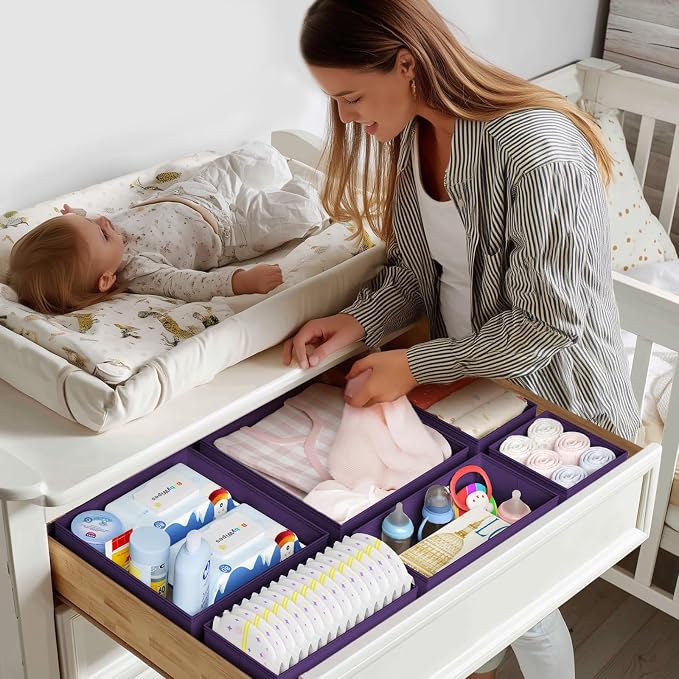 DIMJ Drawer Organizer Clothes - 20 Pack Closet Drawer Organizer Bins for Baby Clothes Storage, Fabric Dresser Organizer for Nursery Bedroom, Foldable Small Drawer Dividers for Underwear Socks - Image 3