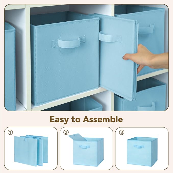 GRANNY SAYS Cube Storage Organizer, 11 Inch 6 Pack Storage Cubes with Handles, Toy Storage Bins for Boys Kids Room, Foldable Organizer Bins for Cube Shelf, Light Blue - Image 6