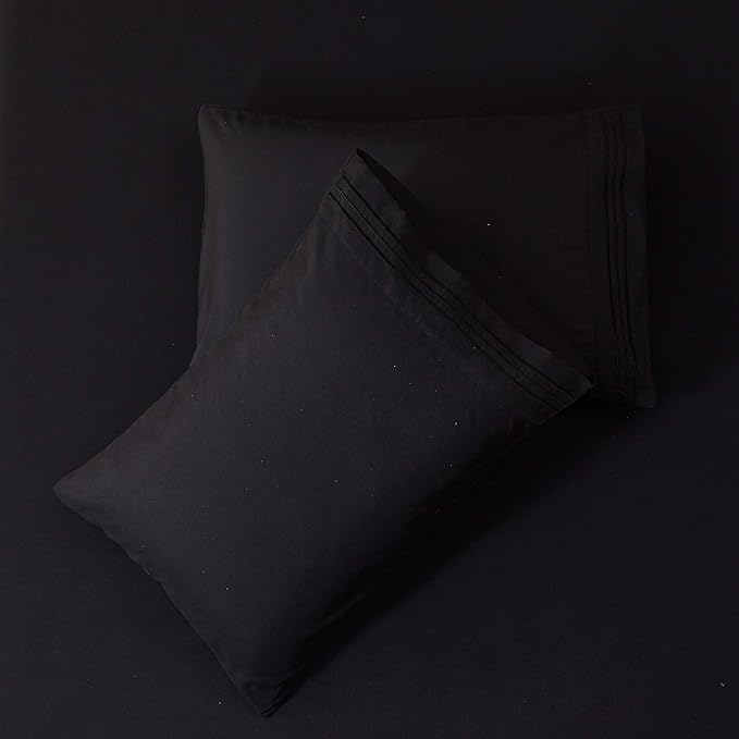 SONORO KATE Bed Sheet Set Super Soft Microfiber 1800 Thread Count Luxury Egyptian Sheets 18-Inch Deep Pocket Wrinkle and Hypoallergenic-4 Piece(California King Black)