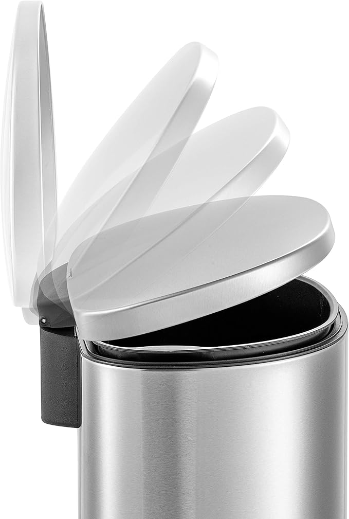 QUALIAZERO 50L/13Gal Heavy Duty Hands-Free Stainless Steel Commercial/Kitchen Step Trash Can, Fingerprint-Resistant Soft Close Lid Trashcan, 13Gal, D Shape - Image 4